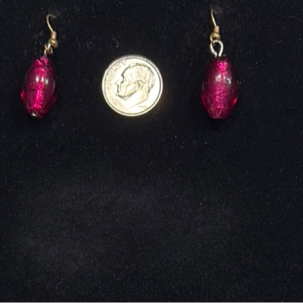 Handcrafted Pink Glass Drop Earrings - Unbranded - Picture 3 of 3